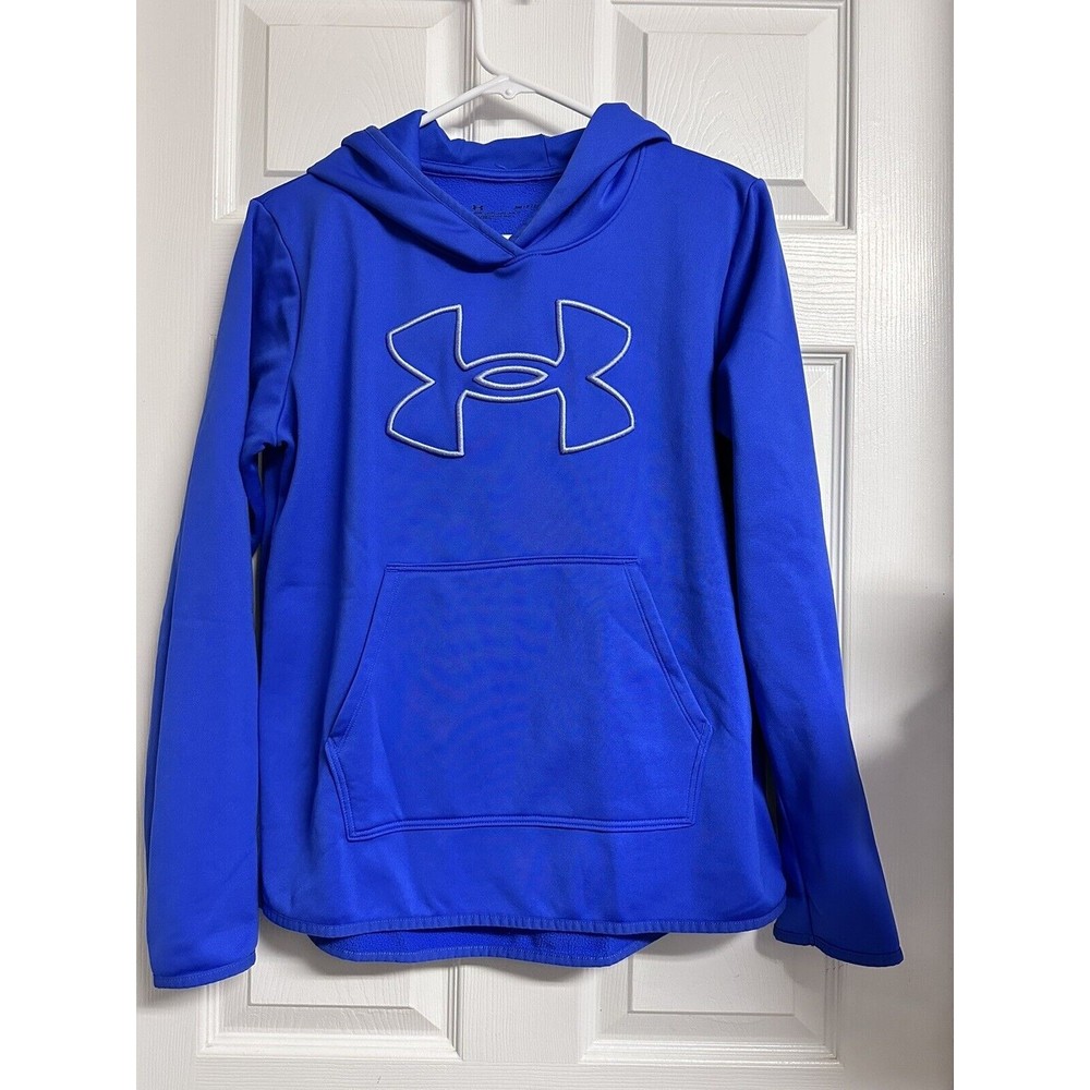 Under Armour Women's Loose Fleece Embroidered Logo Hoodie Sweatshirt Blue Size S